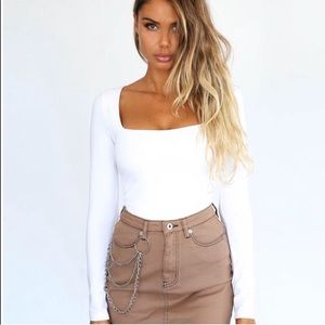 {Tiger Mist} white square neck long sleeve